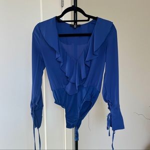 Cobalt Ruffle Bodysuit